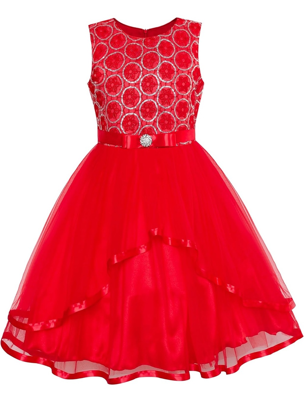 Sunny Fashion girls red formal holiday dress size 7